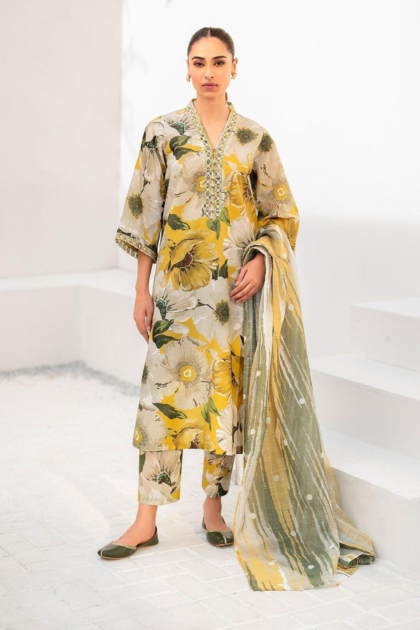 Baroque Lawn Suit-Yellow-Lawn-Chiffon-Aarasta