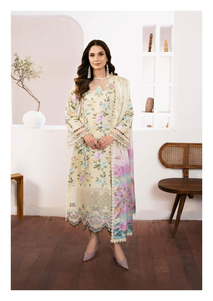 Bin Ilyas Lawn Suit-Beige-Lawn-Chiffon-Aarasta