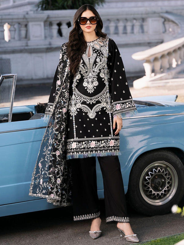 Bin Ilyas Lawn Suit-Black-Lawn-Net-Aarasta