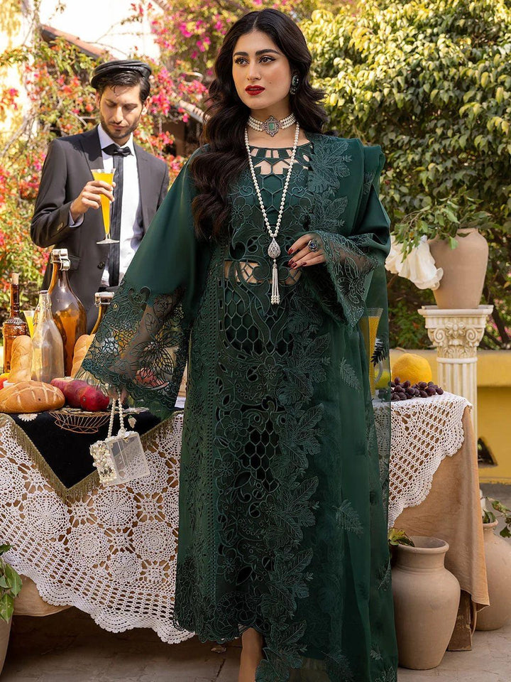 Bin Ilyas Lawn Suit-Green-Lawn-Organza-Aarasta
