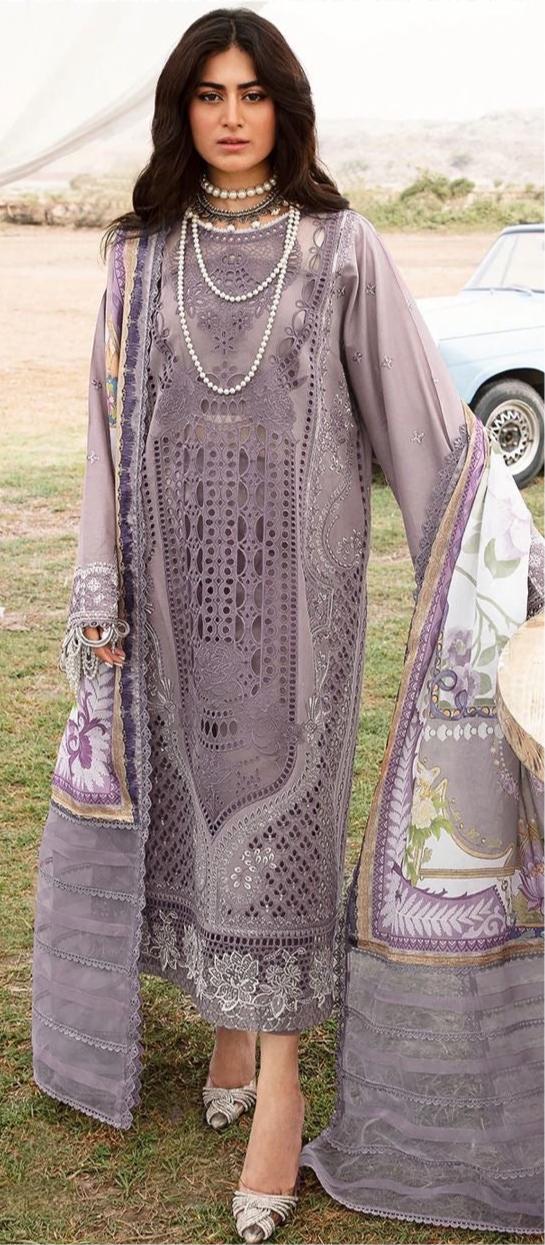 Bin Ilyas Lawn Suit-Grey-Lawn-Silk-Aarasta