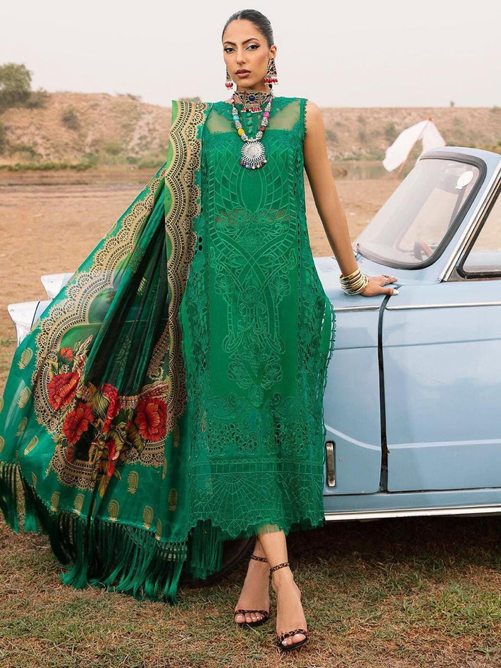 Bin Ilyas Lawn Suit-Lawn-Green-Silk-Aarasta
