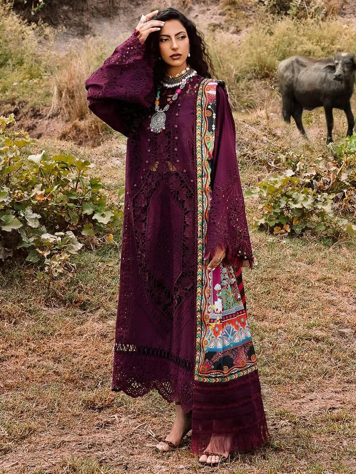 Bin Ilyas Lawn Suit-Lawn-Maroon-Silk-Aarasta