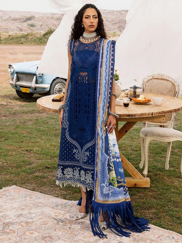 Bin Ilyas Lawn Suit-Navy-Lawn-Silk-Aarasta