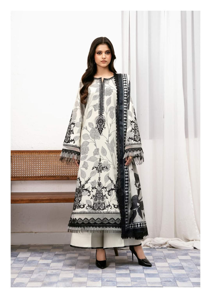 Bin Ilyas Lawn Suit-White-Lawn-Silk-Aarasta