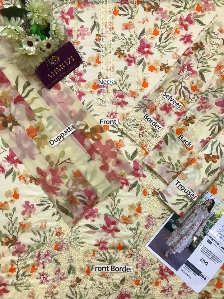 Crimson Lawn Suit-Aarasta