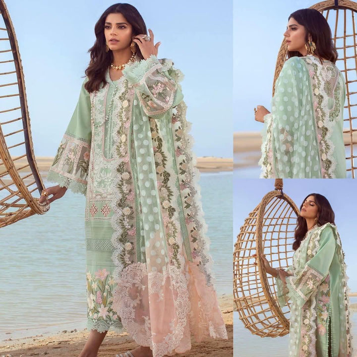 Crimson Lawn Suit-Green-Lawn-Net-Aarasta
