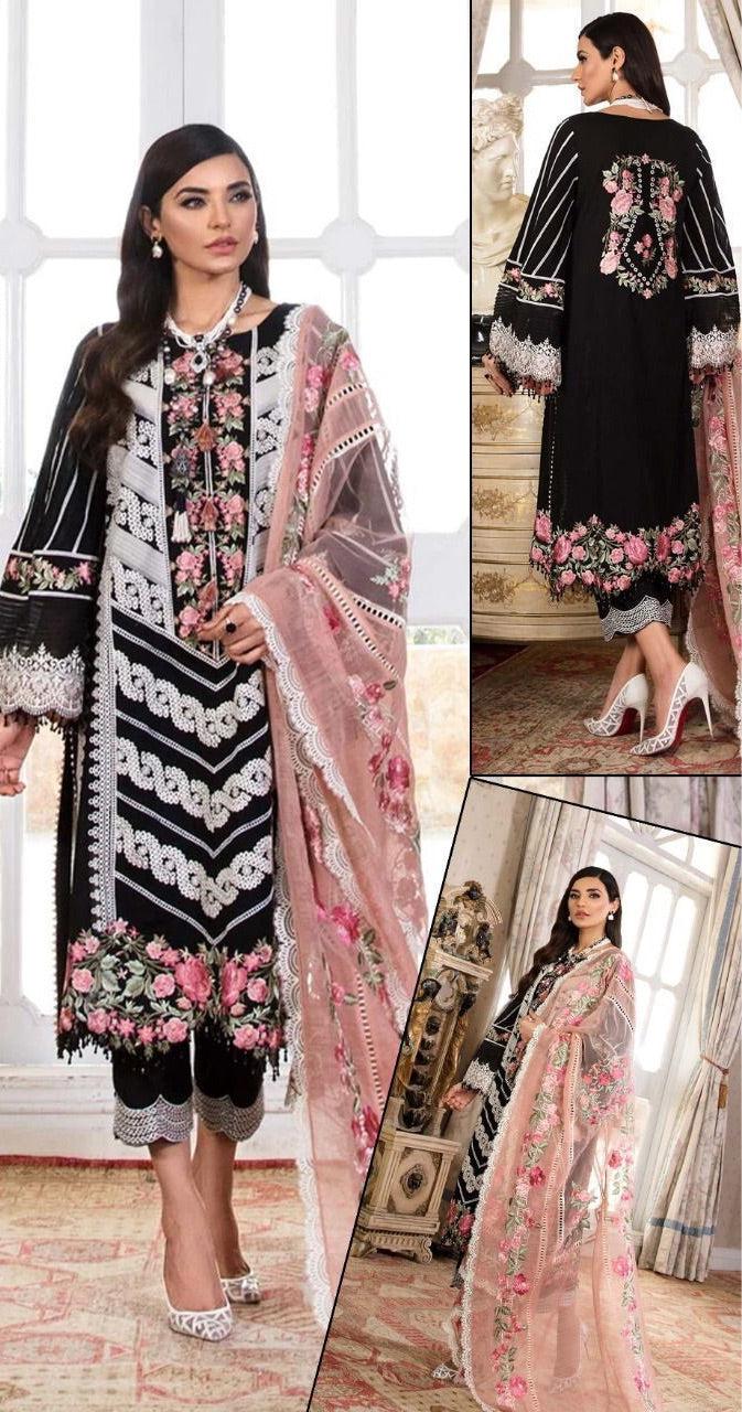 Crimson Lawn Suit-Lawn-Black-Organza-Aarasta