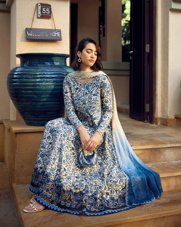 Crimson Lawn Suit-Lawn-Blue-Chiffon-Aarasta