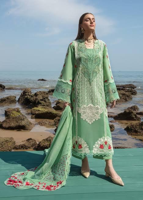 Crimson Lawn Suit-Lawn-Green-Organza-Aarasta