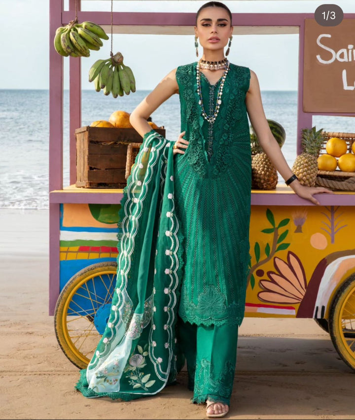 Crimson Lawn Suit-Lawn-Green-Organza-Aarasta