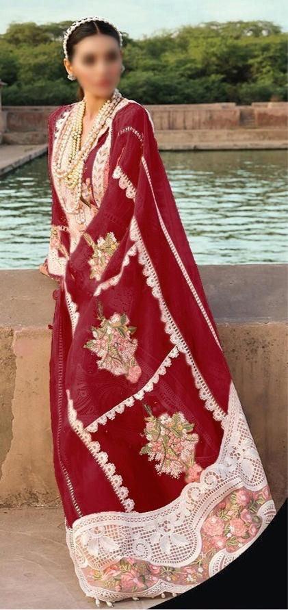 Crimson Lawn Suit-Lawn-Maroon-Organza-Aarasta