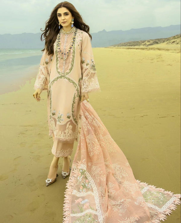 Crimson Lawn Suit-Lawn-Peach-Organza-Aarasta