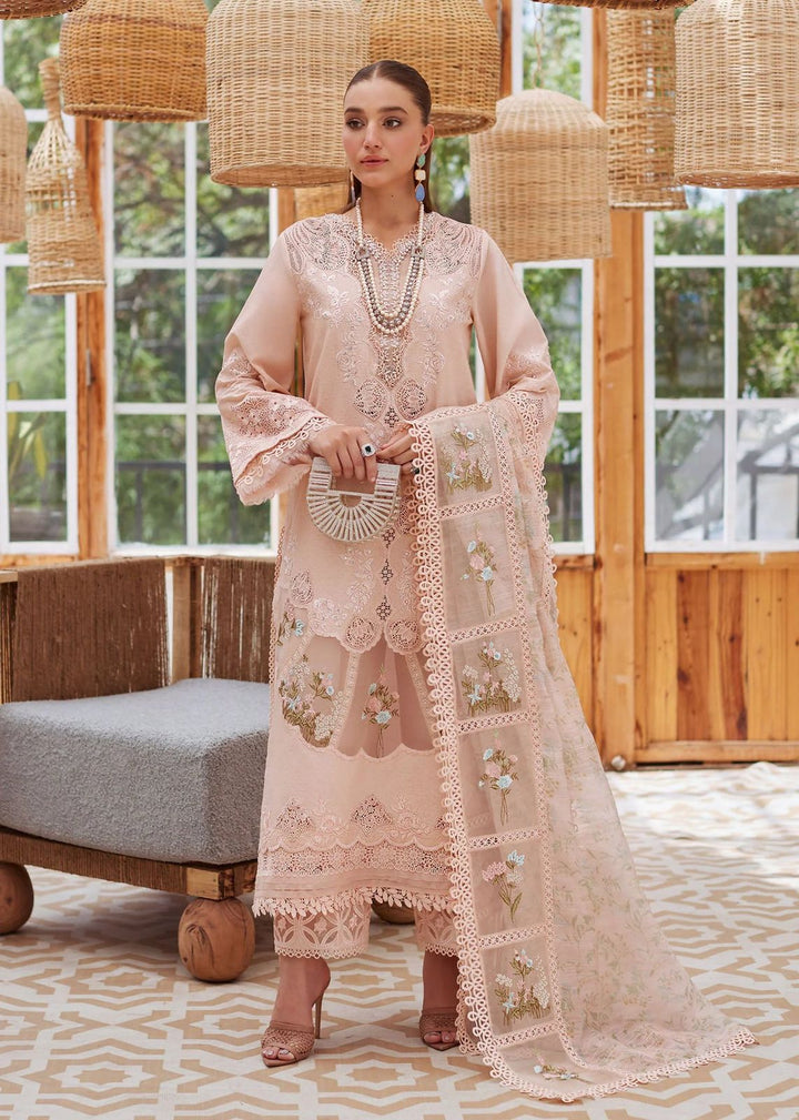 Crimson Lawn Suit-Lawn-Peach-Organza-Aarasta