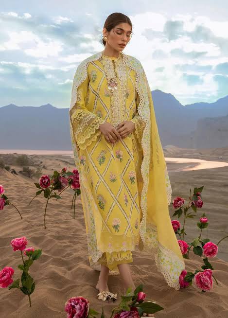 Crimson Lawn Suit-Lawn-Yellow-Organza-Aarasta