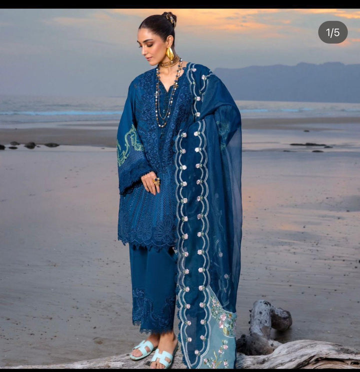 Crimson Lawn Suit-Navy-Lawn-Organza-Aarasta