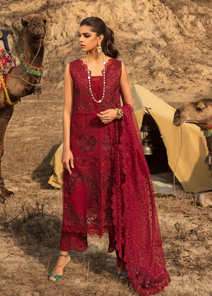 Crimson Lawn Suit-Red-Lawn-Net-Aarasta