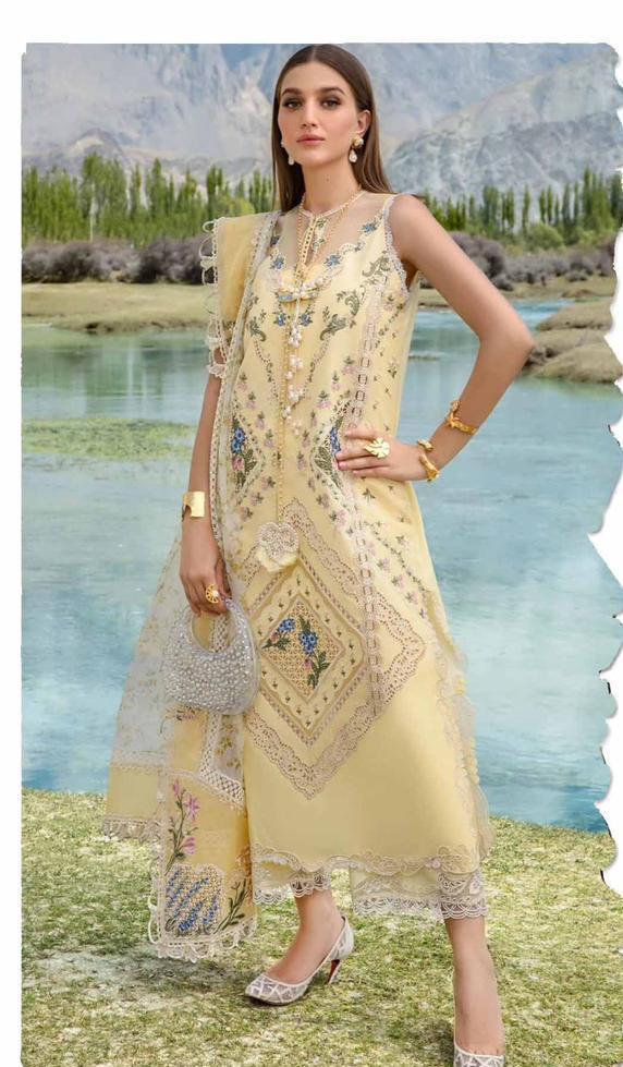 Crimson Lawn Suit-Yellow-Lawn-Chiffon-Aarasta