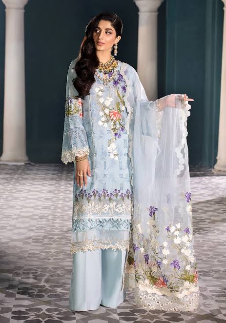 Elaf Lawn Suit-Lawn-Sky Blue-Organza-Aarasta