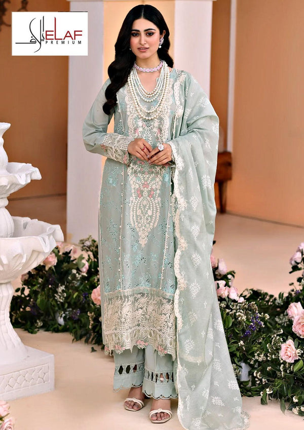 Elaf Lawn Suit-Sea Green-Lawn-Organza-Aarasta
