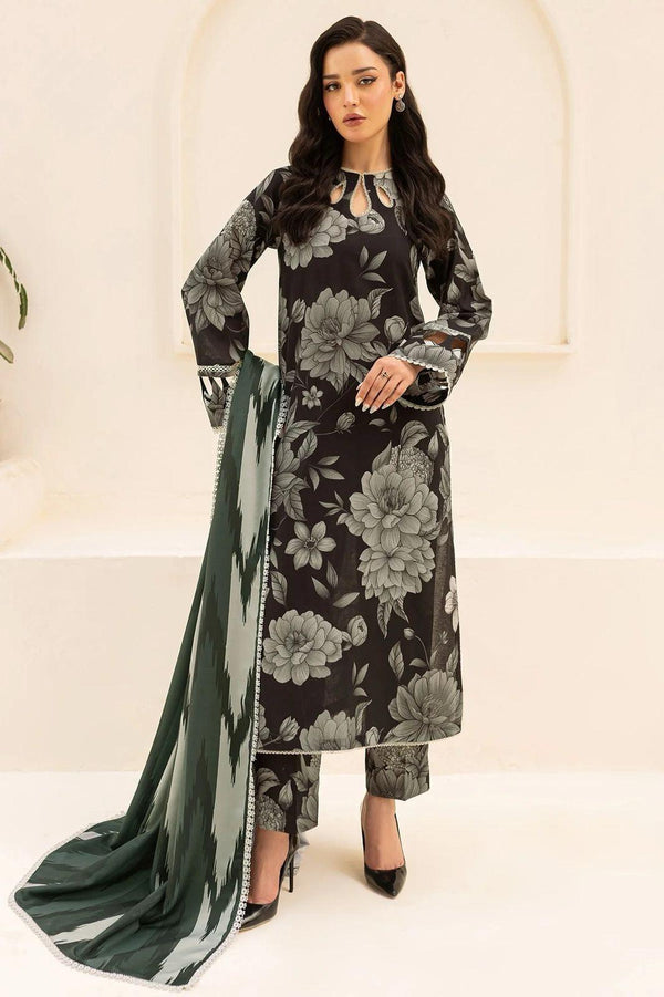 Farasha Lawn Suit-Black-Lawn-Silk-Aarasta