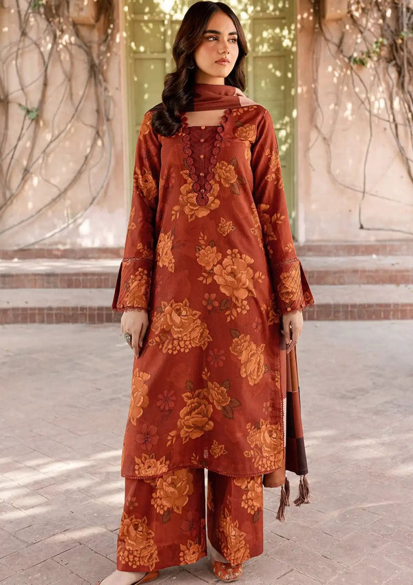 Farasha Lawn Suit-Brown-Lawn-Chiffon-Aarasta