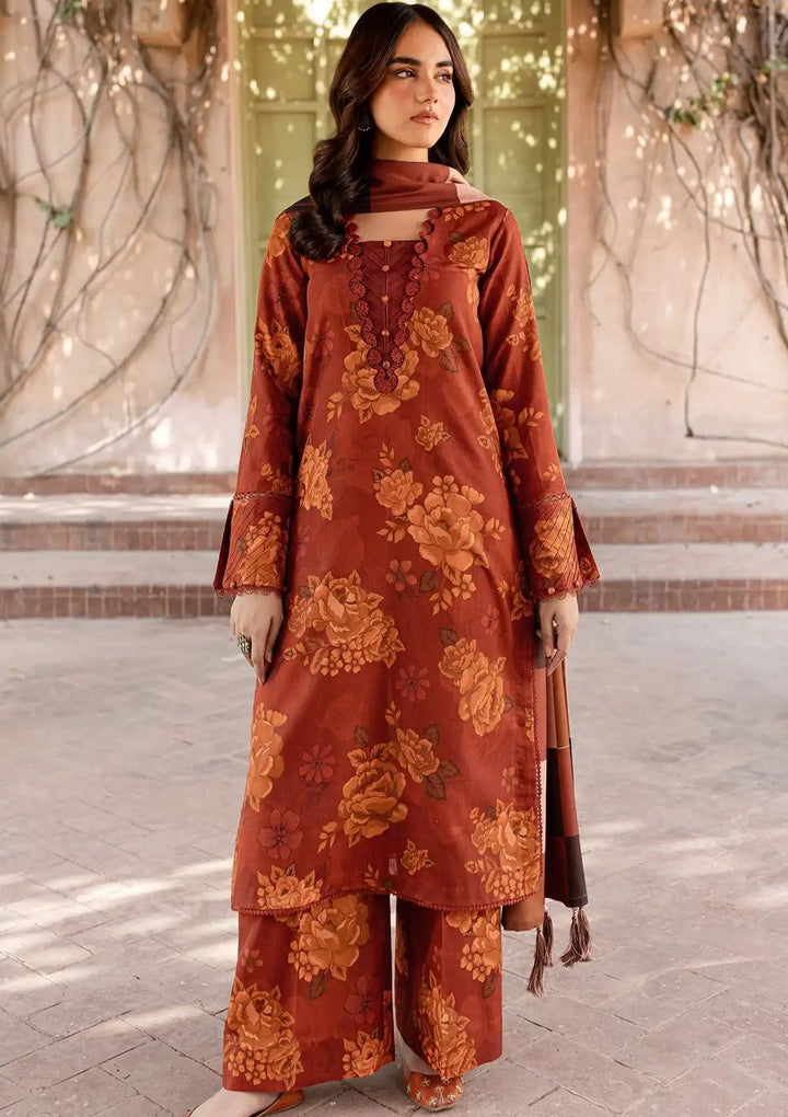 Farasha Lawn Suit-Brown-Lawn-Chiffon-Aarasta
