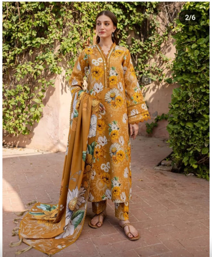 Farasha Lawn Suit-Yellow-Lawn-Chiffon-Aarasta