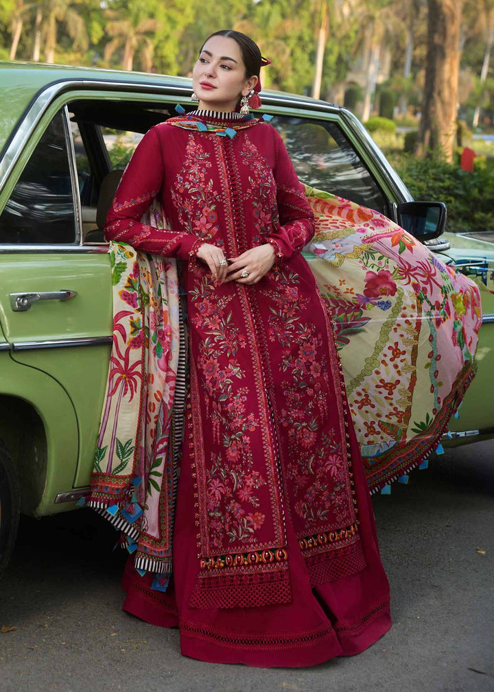 Hussain Rehar Lawn Suit-Red-Lawn-Silk-Aarasta