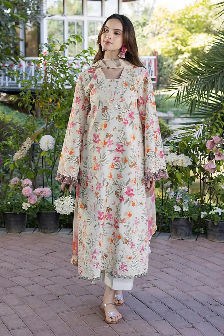 Izel Lawn Suit-White-Lawn-Chiffon-Aarasta