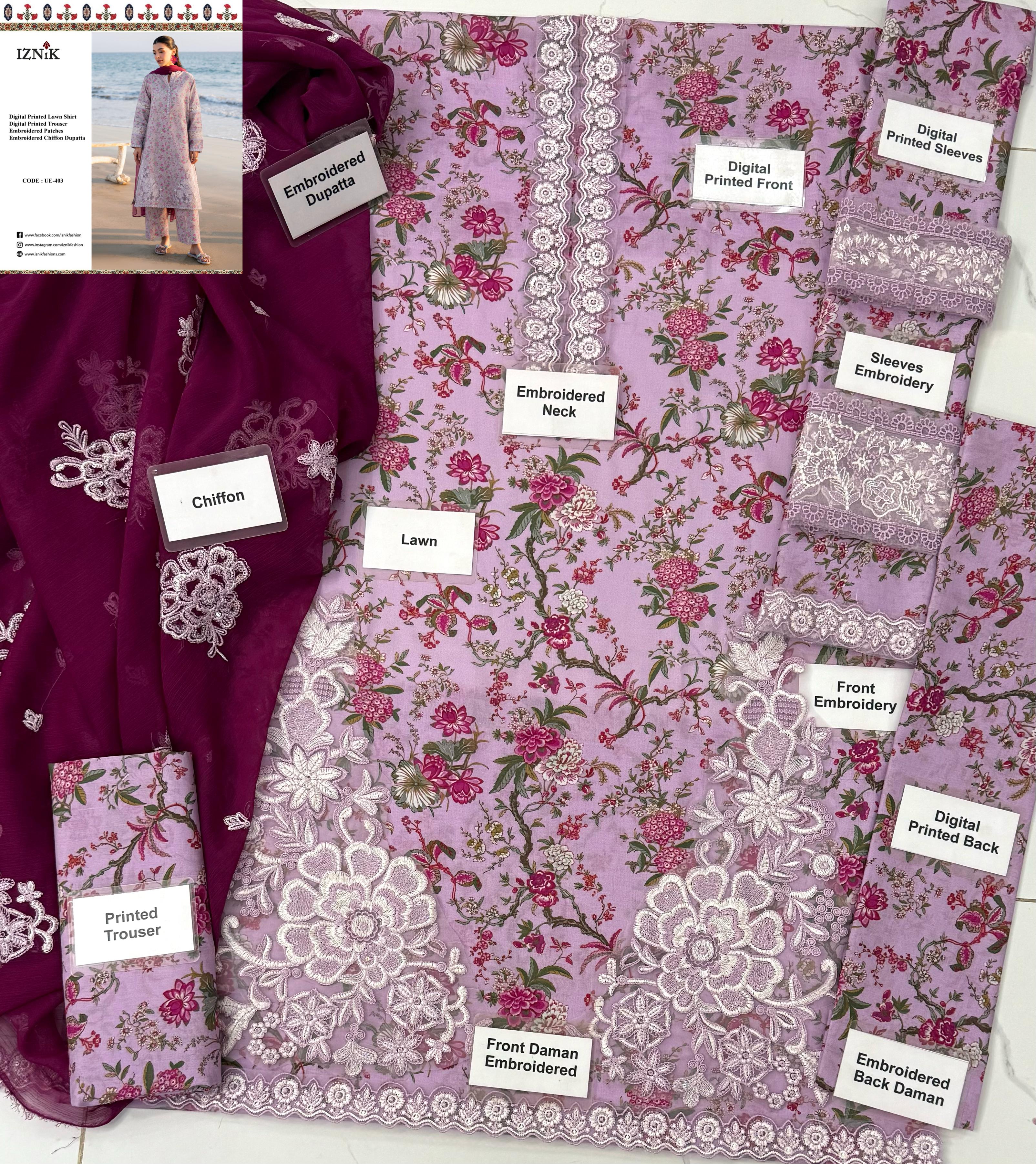 Iznik Lawn Suit-Aarasta