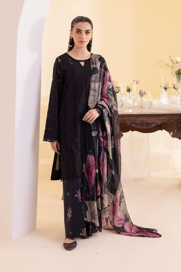 Iznik Lawn Suit-Black-Lawn-Silk-Aarasta