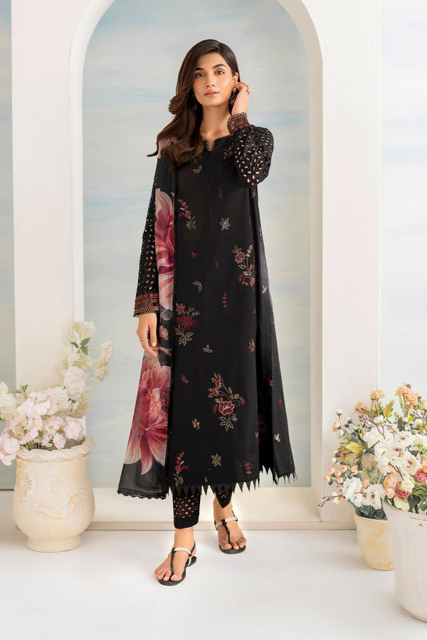 Iznik Lawn Suit-Black-Lawn-Silk-Aarasta