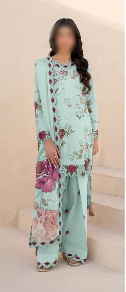 Iznik Lawn Suit-Blue-Lawn-Choffon-Aarasta