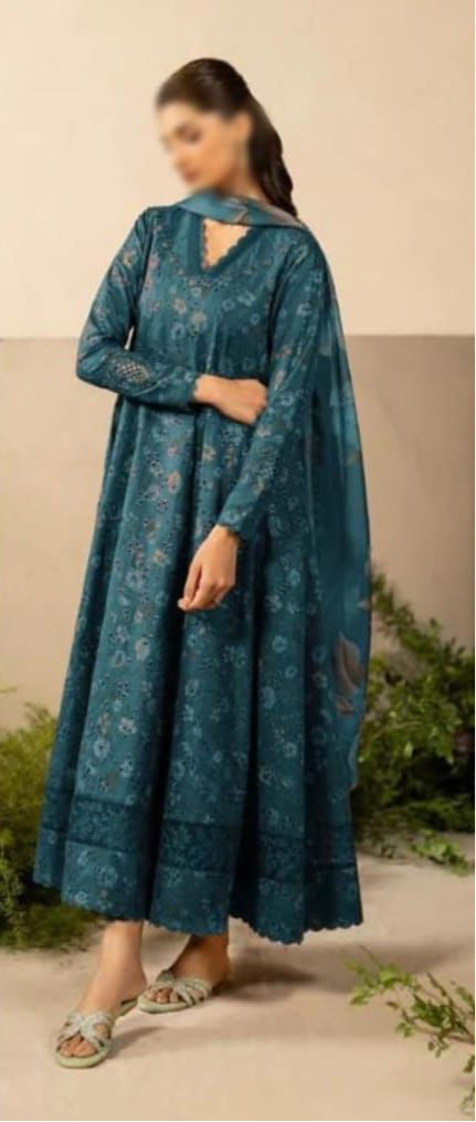 Iznik Lawn Suit-Green-Lawn-Chiffon-Aarasta