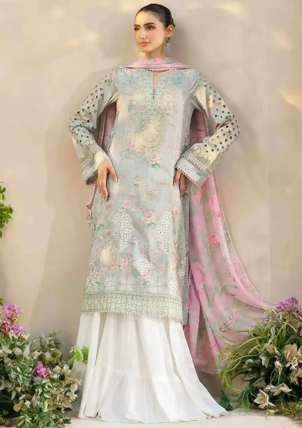 Iznik Lawn Suit-Green-Lawn-Chiffon-Aarasta