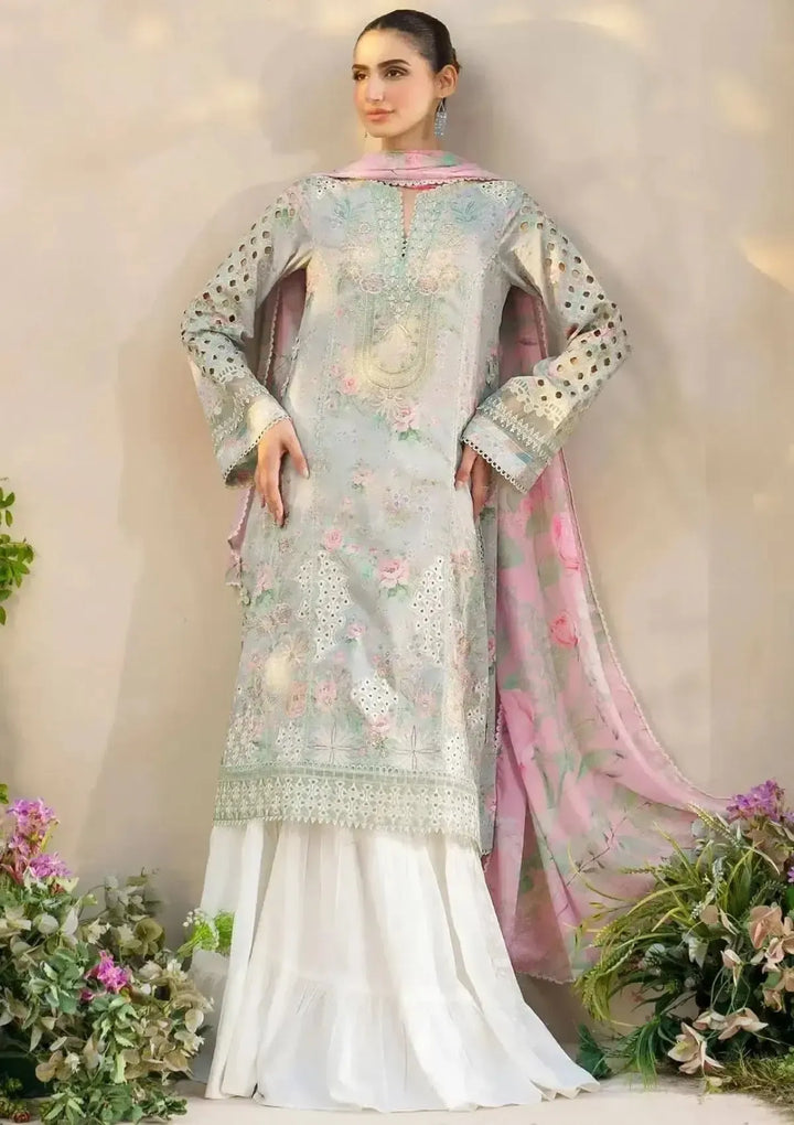 Iznik Lawn Suit-Green-Lawn-Chiffon-Aarasta