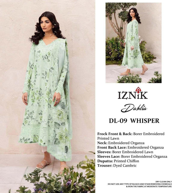 Iznik Lawn Suit-Green-Lawn-Chiffon-Aarasta