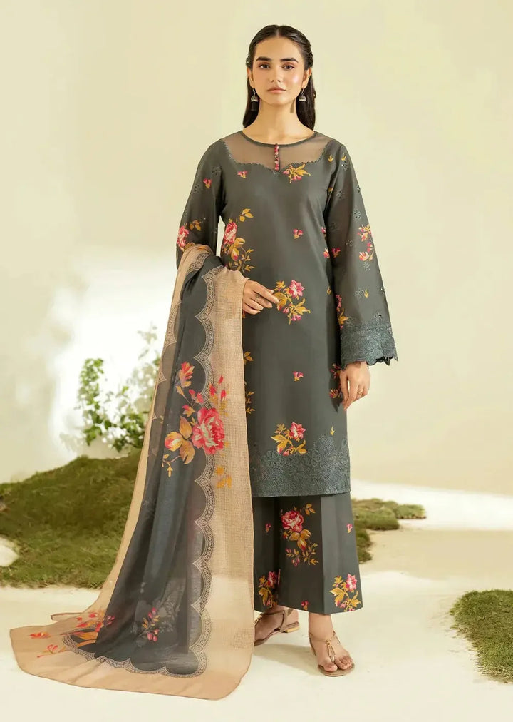 Iznik Lawn Suit-Green-Lawn-Chiffon-Aarasta