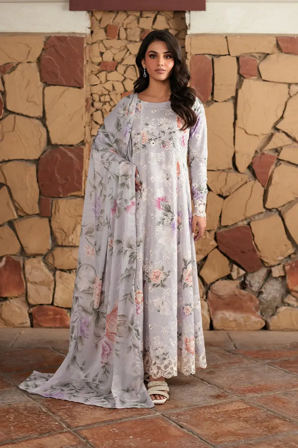 Iznik Lawn Suit-Grey-Lawn-Chiffon-Aarasta