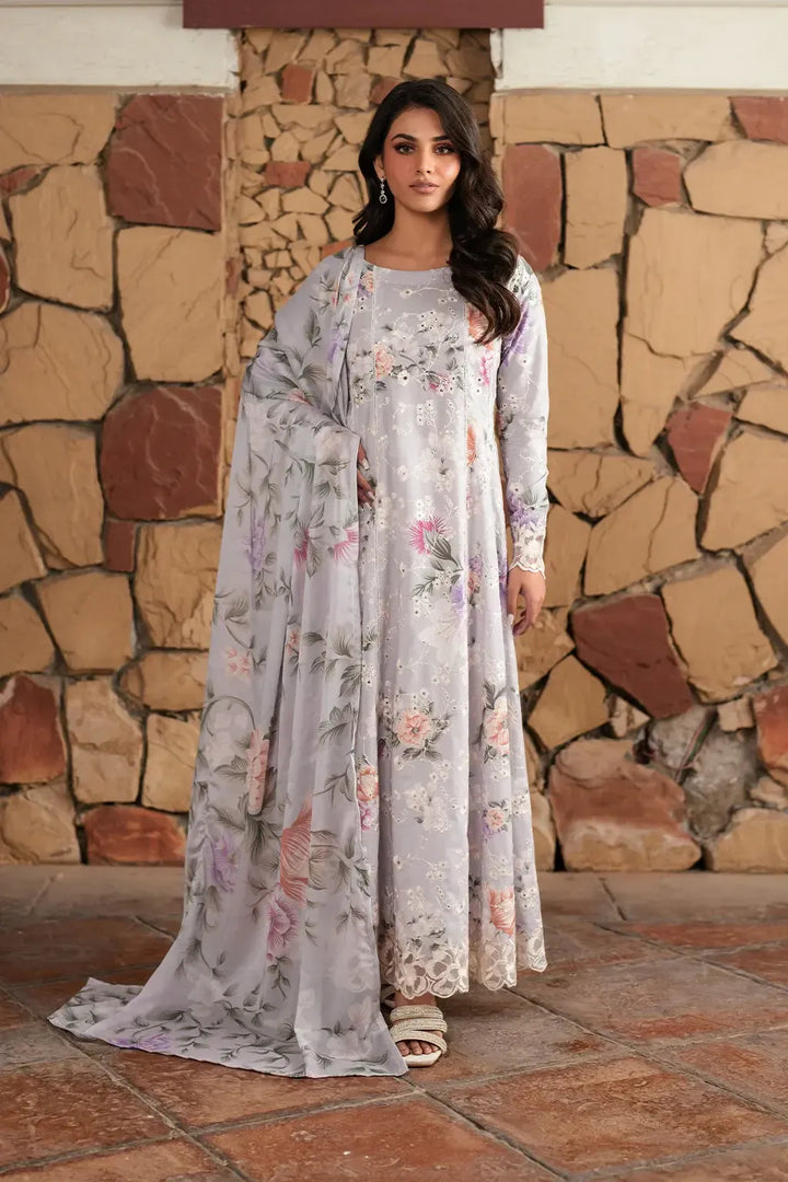 Iznik Lawn Suit-Grey-Lawn-Chiffon-Aarasta