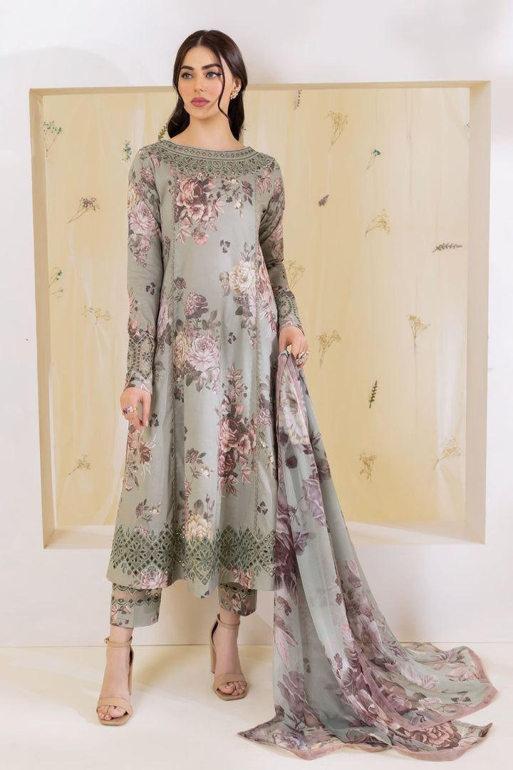 Iznik Lawn Suit-Lawn-Green-Silk-Aarasta