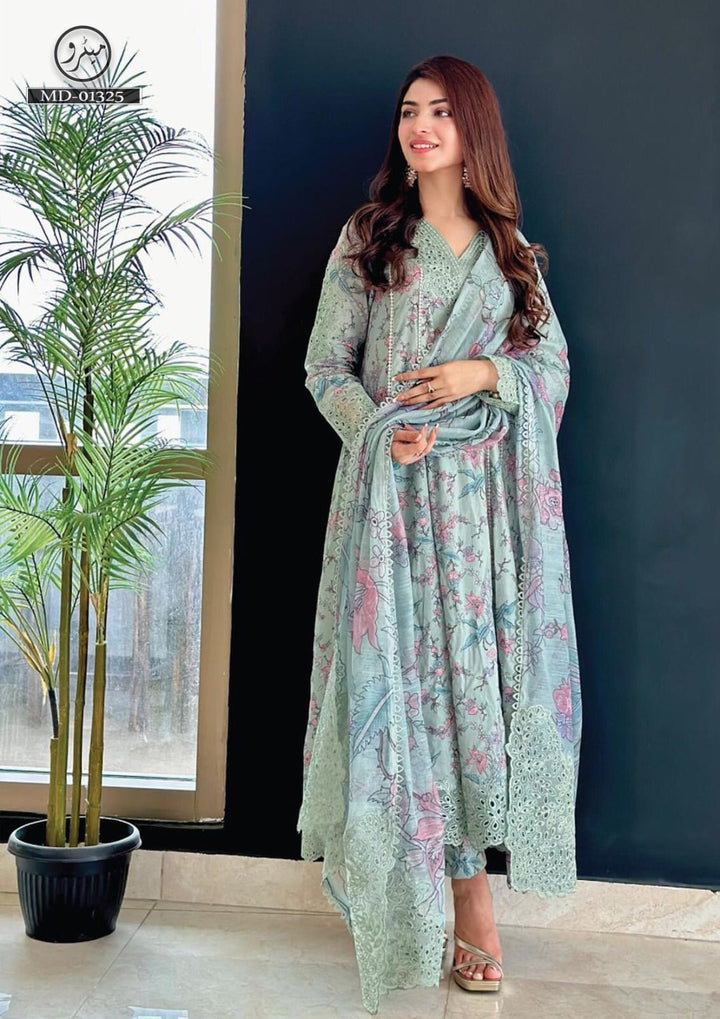 Iznik Lawn Suit-Lawn-Green-Chiffon-Aarasta