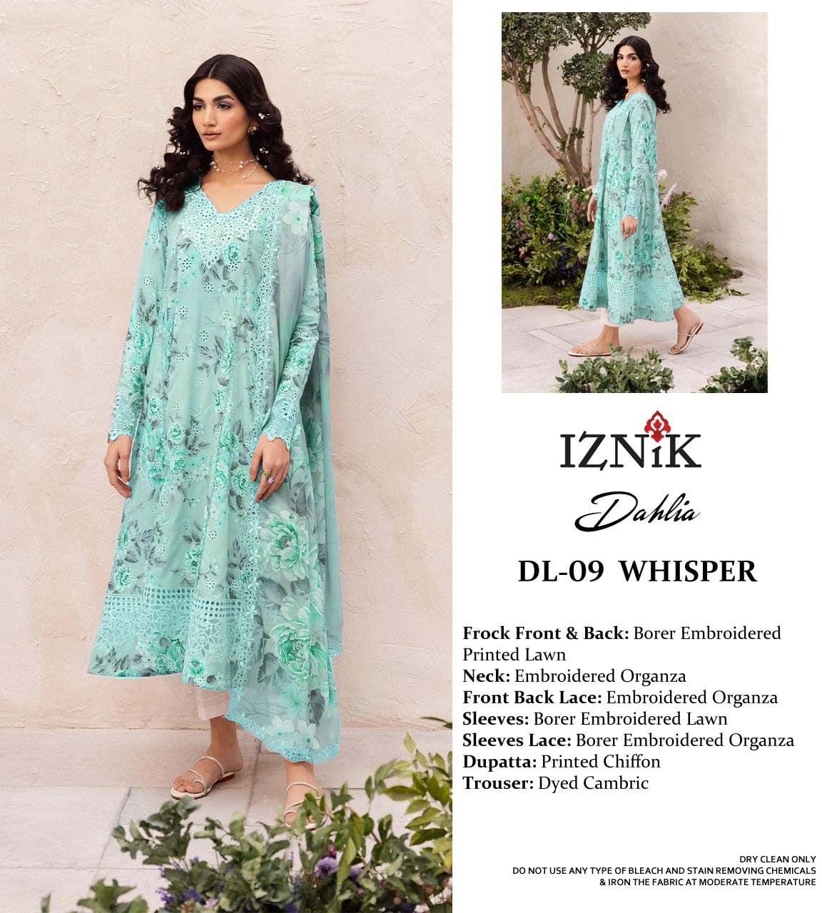 Iznik Lawn Suit-Lawn-Green-Chiffon-Aarasta