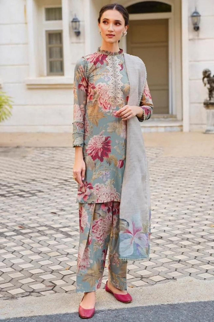 Iznik Lawn Suit-Lawn-Grey-Silk-Aarasta