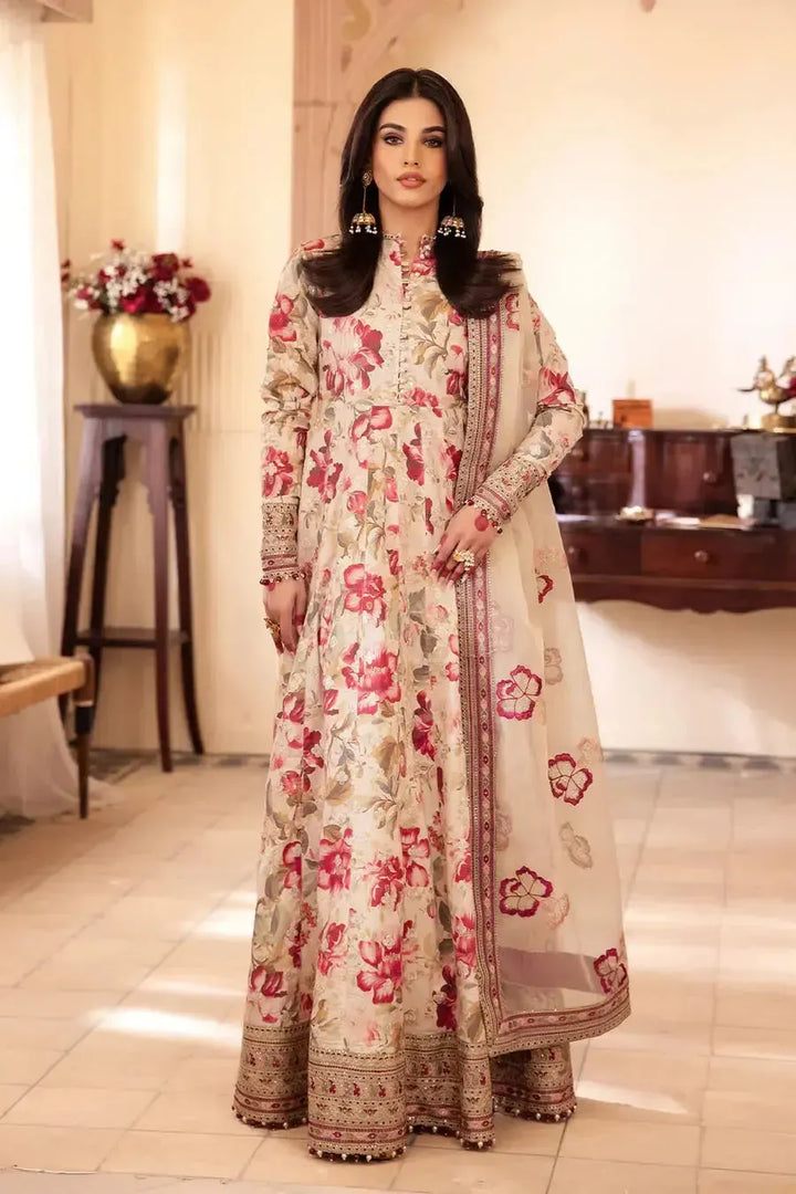 Iznik Lawn Suit-Lawn-Peach-Organza-Aarasta