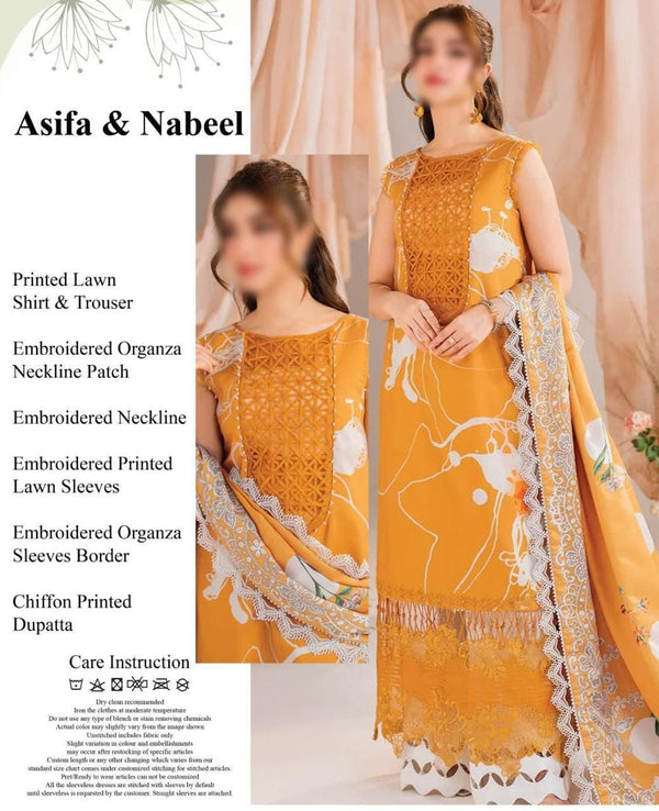 Iznik Lawn Suit-Mustard-Lawn-Chiffon-Aarasta