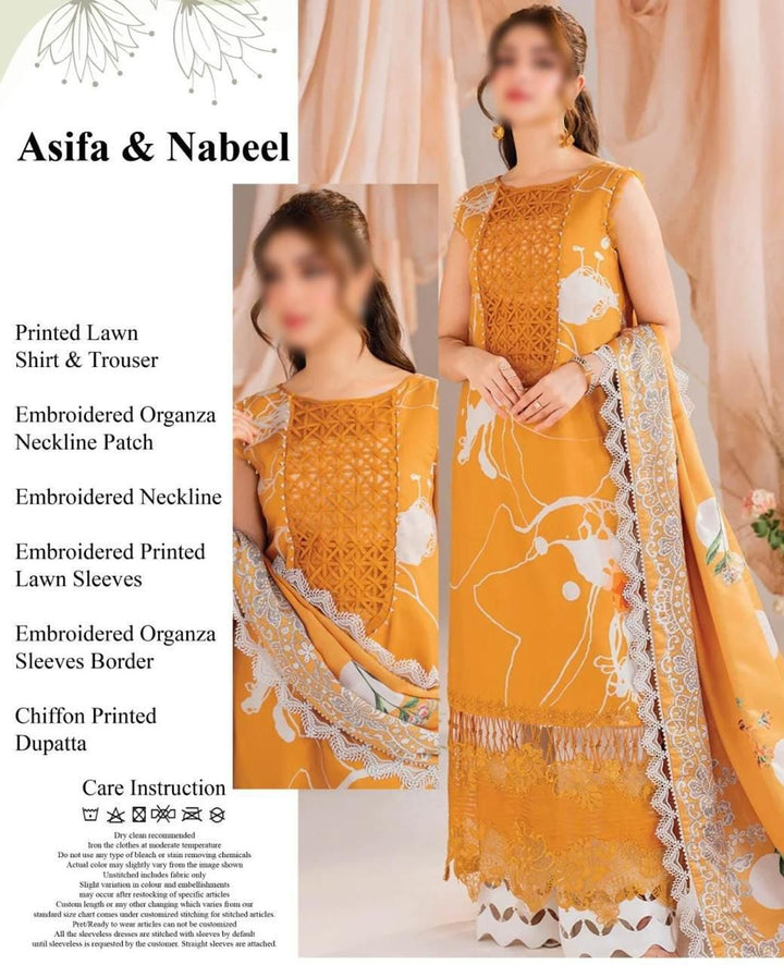 Iznik Lawn Suit-Mustard-Lawn-Chiffon-Aarasta