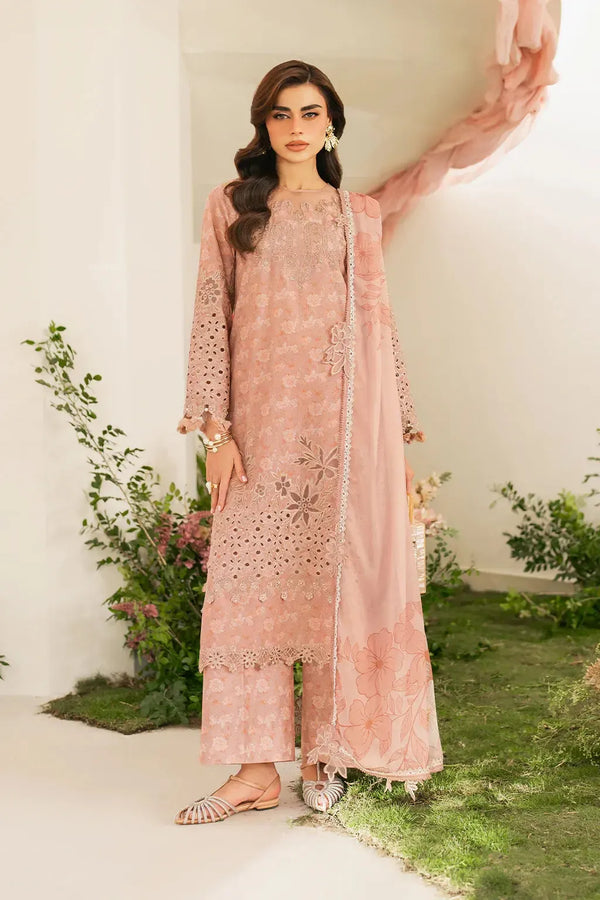 Iznik Lawn Suit-Peach-Lawn-Chiffon-Aarasta