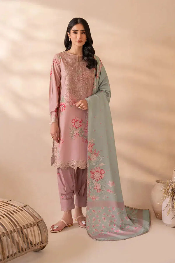 Iznik Lawn Suit-Pink-Lawn-Chiffon-Aarasta